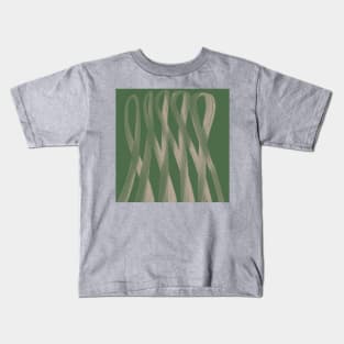 "Contours of Unity" - Grey Green Pink Beige Ribbon Swirl Abstract Modern Art Kids T-Shirt